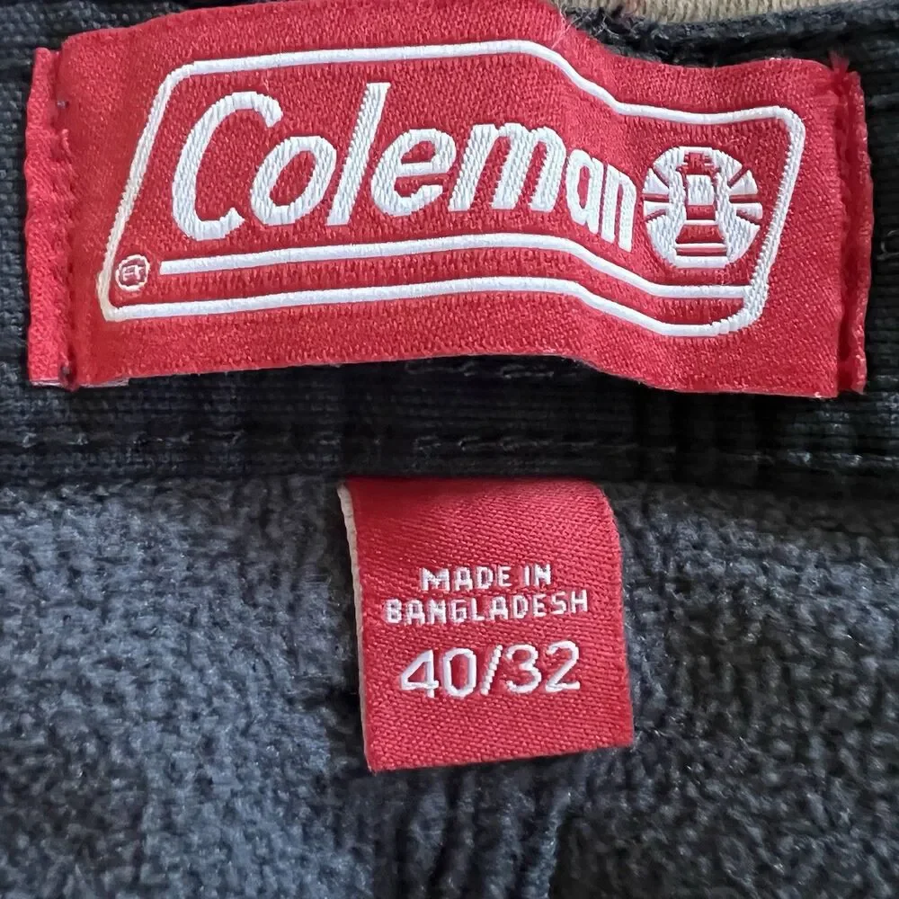 Coleman Mens Fleece Lined Utility Pants 40X32 Black Hiking Outdoor Camping‎ EUC